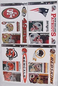 NFL 11" x 17" Ultra Decals Set of 5 By WINCRAFT -Select- Team Below - Picture 1 of 41