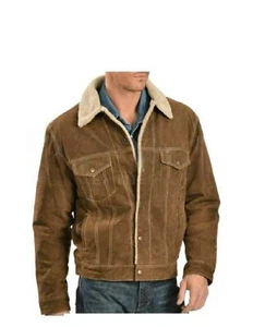 Wildlederjacke Leder Herren Echt Biker Motorrad Braun Echt Mantel Trucker Männer - Bild 1 von 8