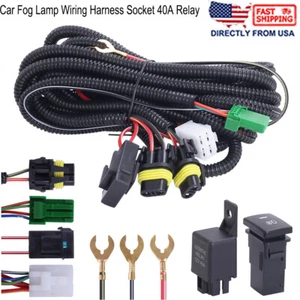 Fog Light Bar Wiring Harness Kit For LED 12V 40A Switch Power On/Off Relay US - Picture 1 of 8