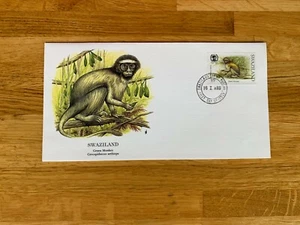 SWAZILAND 1989 FDC FLEETWOOD AUDUBON GREEN MONKEY - Picture 1 of 2