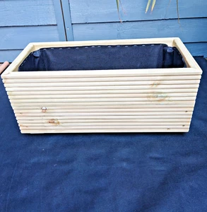 Rectangular Wooden , decking Planter Garden Patio Trough Flower Plant Pot - Picture 1 of 7