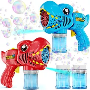 Rechargeable Dino Bubble Guns for Kids - 2 Pack - Bubbles Gun Blaster Blower ... - Picture 1 of 3