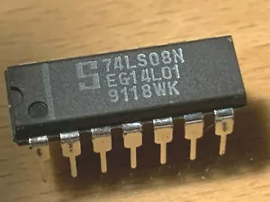 74LS08N - Signetics IC - Quadruple 2 Input Positive AND Gate, DIP-14. - Picture 1 of 3