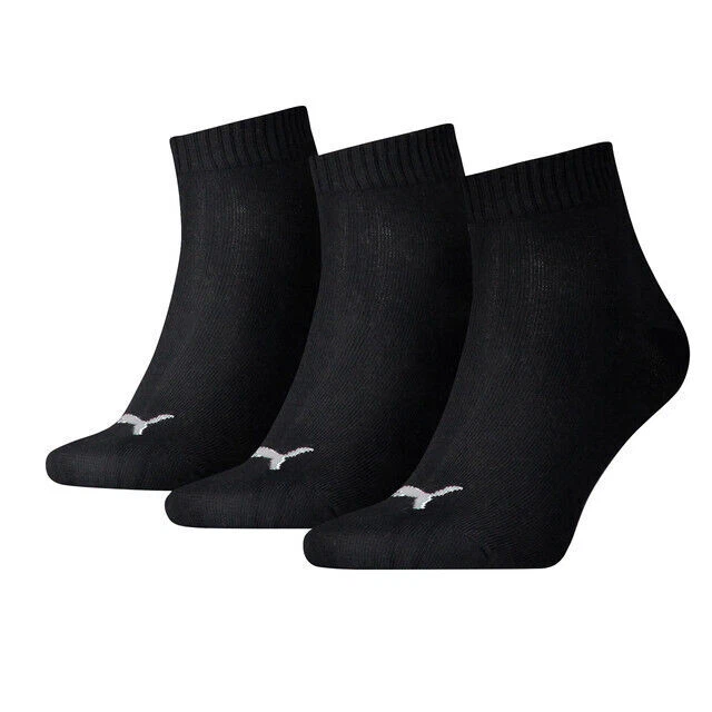 Puma Unisex Einfarbige Quarter-Socken 3er Pack Gr. 39/42 - Schwarz (906978_32)