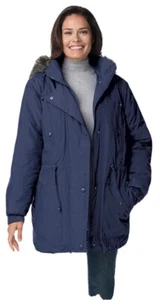 Womans Plus Navy Quilt-Lined Taslon Anorak Jacket Size 22/24 (1XL) - Picture 1 of 7