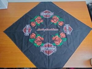 Genuie Harley-Davidson Bandana fazzoletto rose rosa barra e logo scudo - Foto 1 di 3