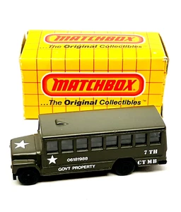 Matchbox International 47 School Bus in military green "7TH CT MB" mib! - Picture 1 of 3