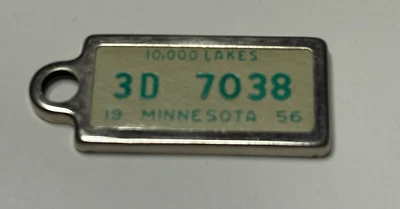 1956 MINNESOTA DAV License Plate Keychain Tag 3D 7038 Disabled American Veterans - Image 1 of 2