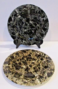 VINTAGE Pair of Villeroy & Boch Vitro Porcelain Dinner Plates Black Gray Marble - Afbeelding 1 van 9