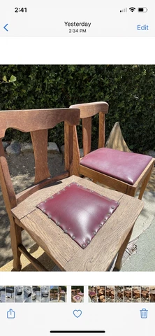 antique quartersawn oak Chairs Small Red Leather Cover