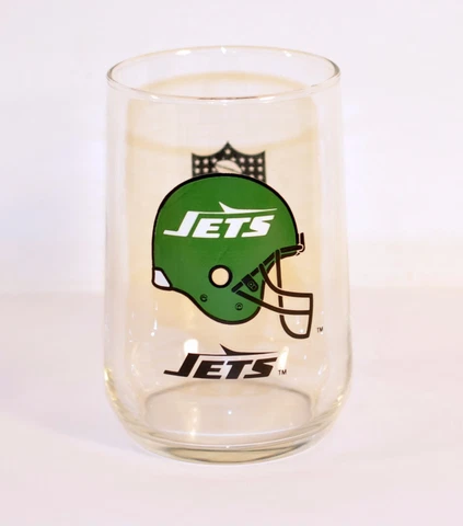New York Jets NFL Drinking Glass Tumbler Green Helmet Logo Cover