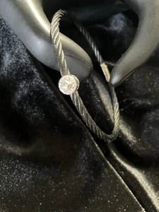 CHARRIOL Black Stainless Steel Cable 18K Gold/diamonds Single Station Bracelet - Picture 1 of 7