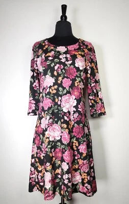 Vestido Karen Scott Talla PS Petite Pequeño Tejido Floral Manga 3/4 Foto 1 de 4