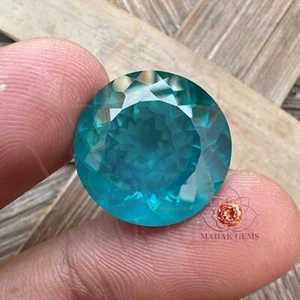 Certified 28.60 Ct Paraiba Tourmaline Gemstone – Natural Round Shape for Jewelry - Picture 1 of 7