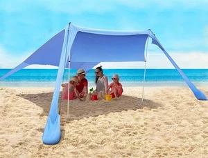Beach Tent Sun Shelter, Portable Beach Shade Canopy UPF50+ with Sandbags for ... - Picture 1 of 9