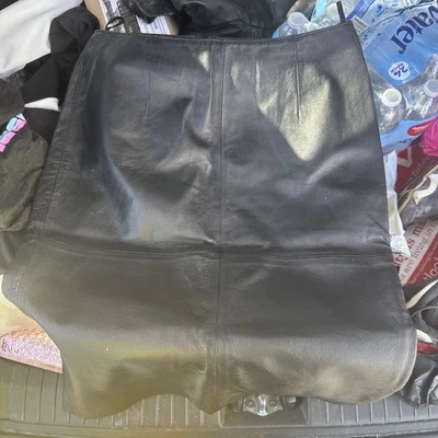 Falda lápiz vintage Spiegel 100 % cuero talla 12 forrada negra Foto 1 de 3