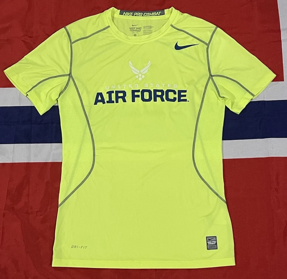 Camisa Dri-Fit ajustada Nike Pro Combat United States Air Force para hombre verde neón S Foto 1 de 4