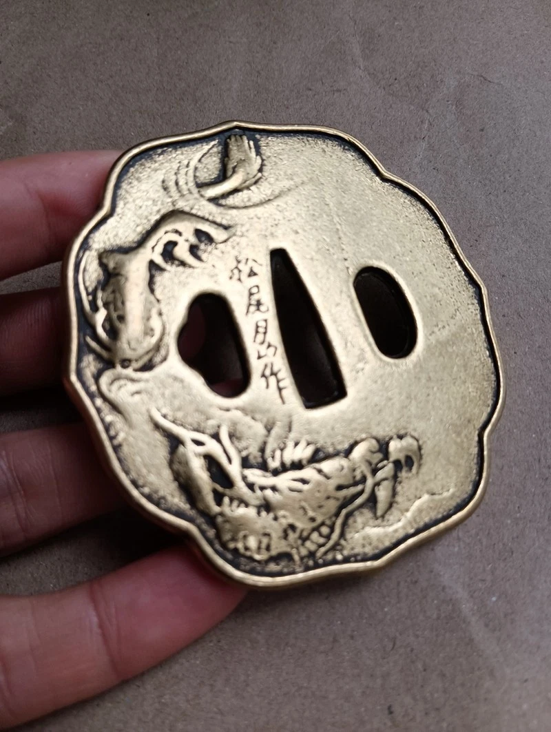 黄铜古董日本刀镡| eBay