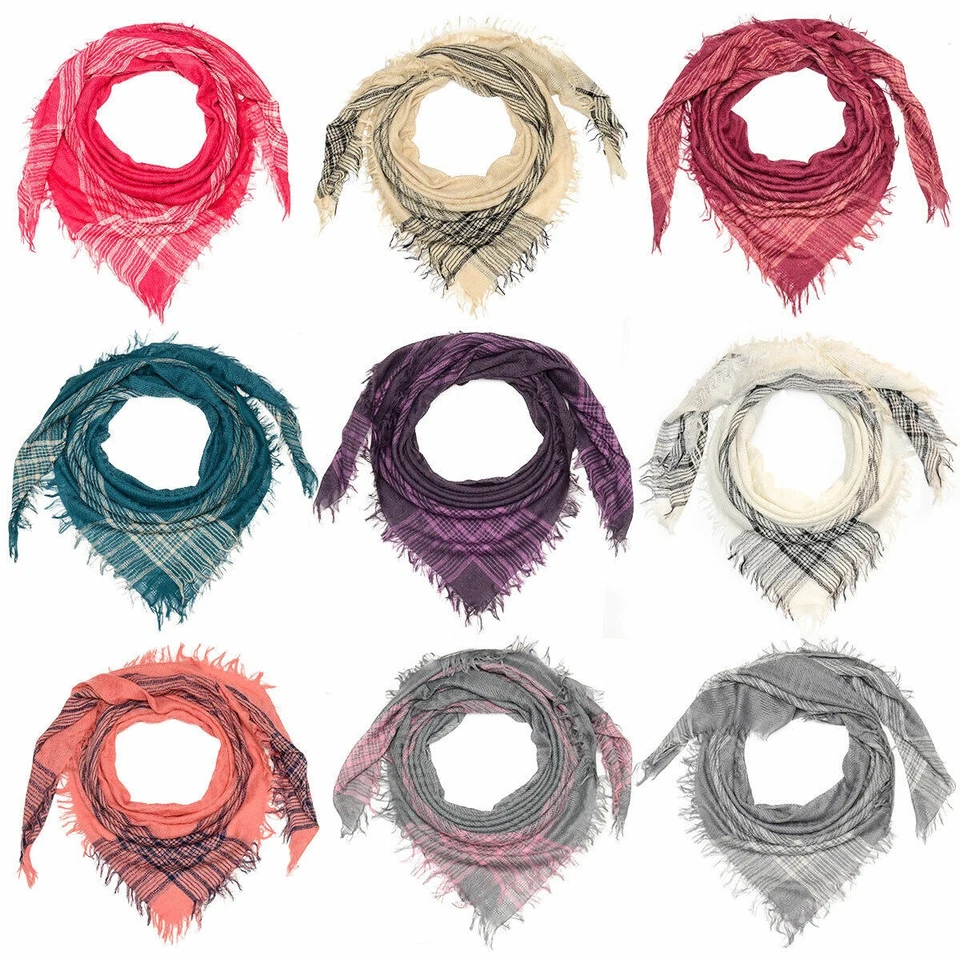 MARKENLOS XXL Pali Tuch Damen Herren Halstuch Vierecktuch Schal Karo Fransen Baumwolle