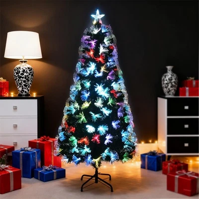 Fiber Optic Christmas Xmas Tree Pre Lit Colour Changing LED Lights Star Green - Image 1 of 4