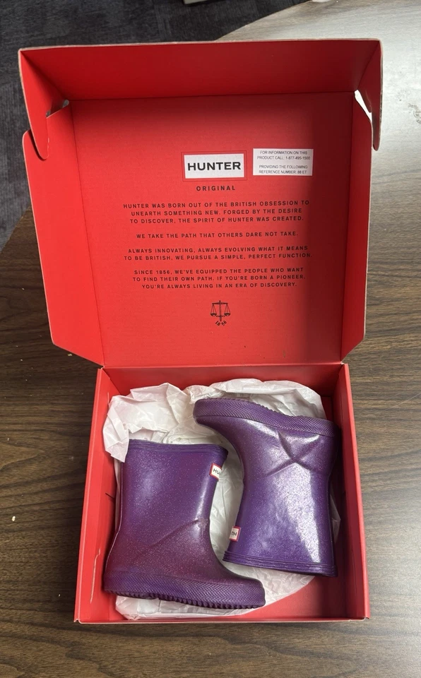 Hunter Niños Pequeños Originales Primeras Botas de Lluvia Clásicas Reino Unido 6 EE. UU. 7 con Caja Foto 1 de 4