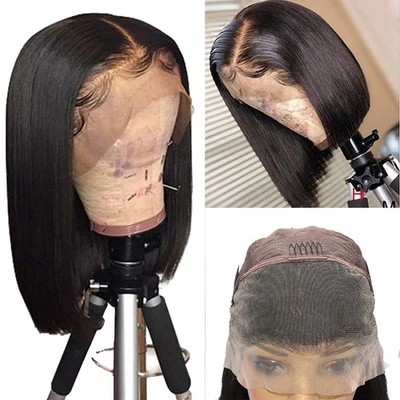 Bob Wig Human Cabello 13x4 HD Lace Front Wigs Human Cabello 200 Density 15A S - Image 1 of 4