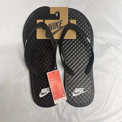 NIKE на палубе мужчин 13 женщин 14 - черный/белый шлепанцы стринги сандалии пляж - Изображение 1 из 3