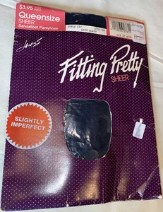 Vintage Hanes Fitting Pretty Sheer Queensize Deep Navy Sandalfoot 751 Sz 3x - Bild 1 von 5