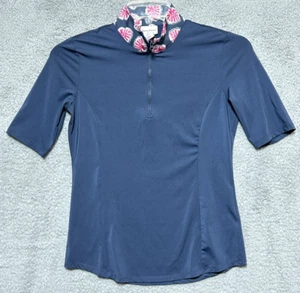 Tommy Bahama Golf Damen Small 1/4 Zip Kurzarm Golfshirt blau geblümt - Bild 1 von 5