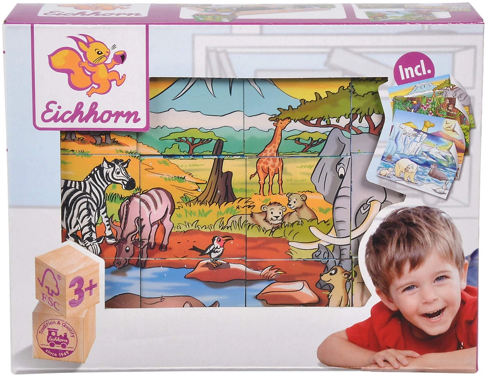 12 Teile Eichhorn Kinder Würfel Puzzle Holz Tiermotive 100005480
