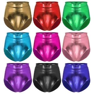 Women Metallic Shiny Booty Shorts Shiny High Waisted Rave Bottoms Dance Costumes - Picture 1 of 85