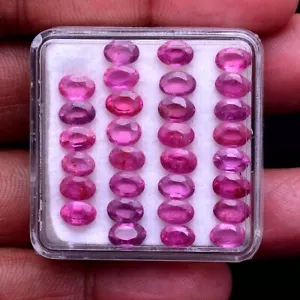 30 Pcs Natural Mozambique Ruby Rich Red 6mmx4mm Oval Faceted Cut Loose Gemstones - Picture 1 of 5