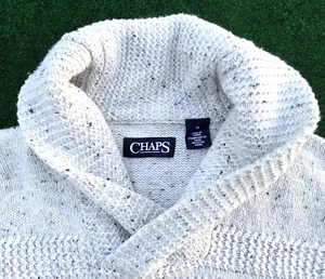 CHAPS Men's Shawl Collar Textured Knit Sweater In Arrow Heather Size Medium - Picture 1 of 10