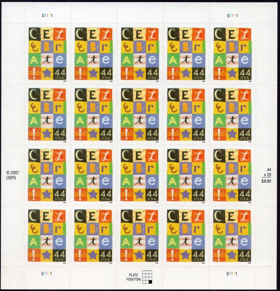 Scott #4407 Celebrate Block Letters Sheet of 20 Stamps - MNH - Image 1 of 1