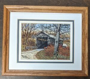 Framed 1989 “Codding Hollow Bridge" Vt Print Thelma Winter Signed & Autographed