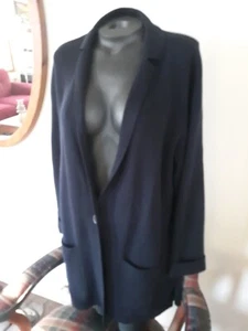 TALBOTS Dark Blue One Button Knit Cardigan Sweater Jacket Ladies XL/P - Picture 1 of 8
