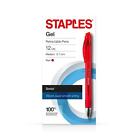 Staples Sonix Retractable Gel-Ink Pens Medium Point Red Dozen (13562-CC) 651255