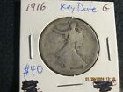 ( Key Date) 1916 90 % Silver Walking Liberty Half Dollar U.S Shipping Only