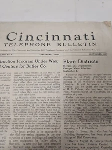 Boletín telefónico Cincinnati 1937 sistema telefónico campana de septiembre -7B1 - Imagen 1 de 11