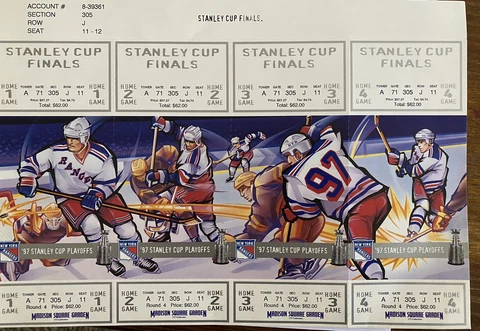 New York Rangers NHL 1997 Stanley Cup Final Phantom FULL Sheet Tickets Cover