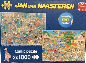 Jumbo 2X1000pc Jan Van Haasteren: Music Shop & Holiday Jitters jigsaw puzzle HTF - Picture 1 of 2