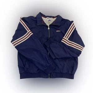 Giacca da pista Adidas vintage donna grande blu marrone righe tempo libero casual - Foto 1 di 10