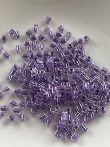 Purple Lined Crystal Cube Beads, 4mm, 200+ count - Picture 1 of 2