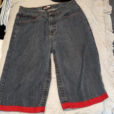 Vintage Raw Blue Jean Shorts Men’s 34 Y2K Pocket Embroidered Baggy Streetwear  - Image 1 of 4