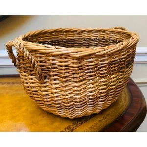 Rustic European Style Gathering Woven Grapevine Large Wicker Brown Basket VTG - Picture 1 of 6