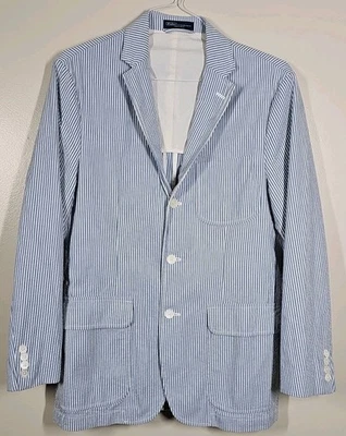 Chaqueta Blazer Vintage Polo Ralph Lauren Azul y Blanco Rayas Seersucker Talla 42R Foto 1 de 4