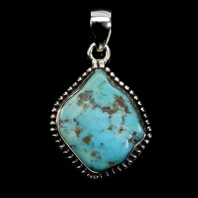 Подвеска из стерлингового серебра 925 пробы с фантазийной бирюзой ювелирные изделия ручной работы с драгоценными камнями 20x17 мм - Изображение 1 из 4