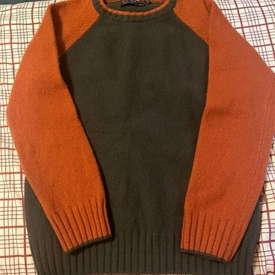 100% Lamb’s Wool Grey & Orange Sweater Massimo Conti Size S Excellent Condition - Image 1 of 4