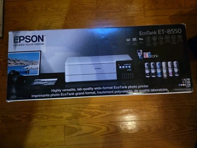 Epson EcoTank Photo ET-8550 Color Inkjet All-In-One Printer - White - Image 1 of 2