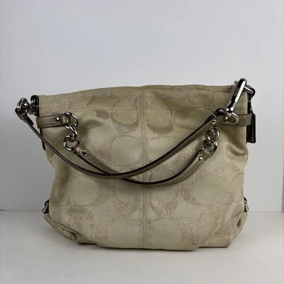Cartera Coach Bolso de Hombro de Mano NºL1193-F17990 Beige con Oro Brillante Cs 13”x9”x5” Foto 1 de 4